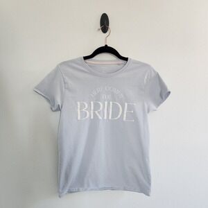 Miss to Mrs Light Blue Here Comes The Bride Cotton T Shirt size Small